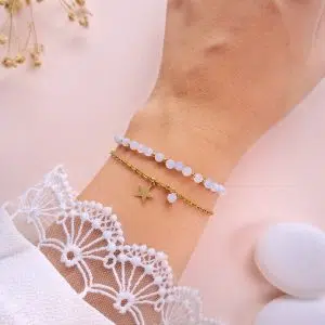Bracelet calcédoine étoile double rang – Clémence