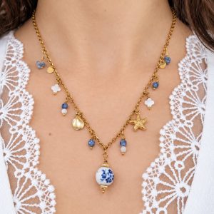 Collier jaspe bleu et nacre – Sophia