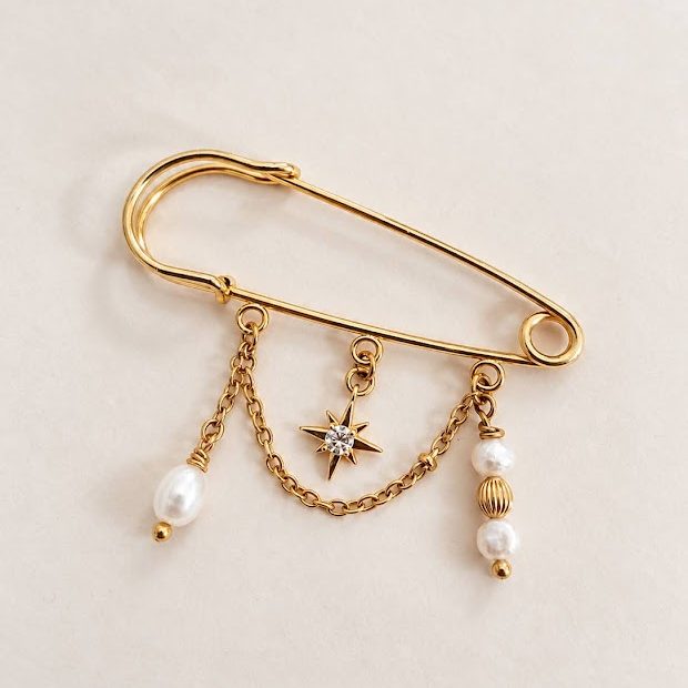 Broche étoile dorée et nacre – Jayne – Image 2