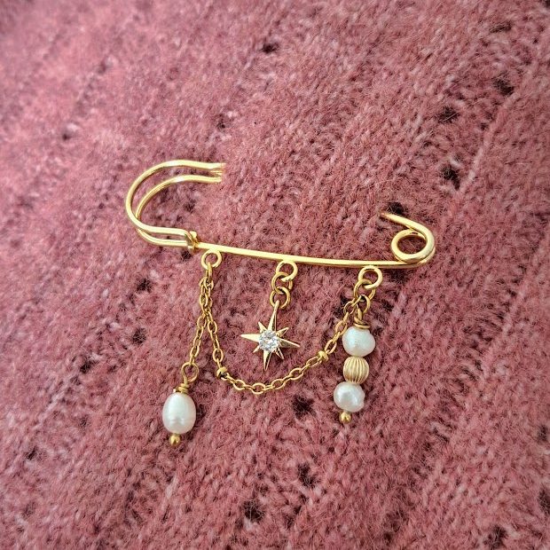 Broche étoile dorée et nacre – Jayne – Image 4