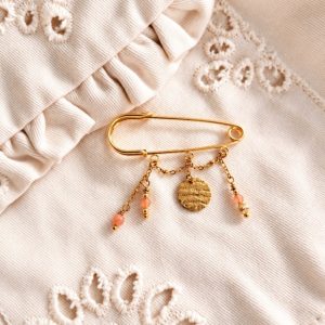 Broche pierre de soleil dorée – Meryl